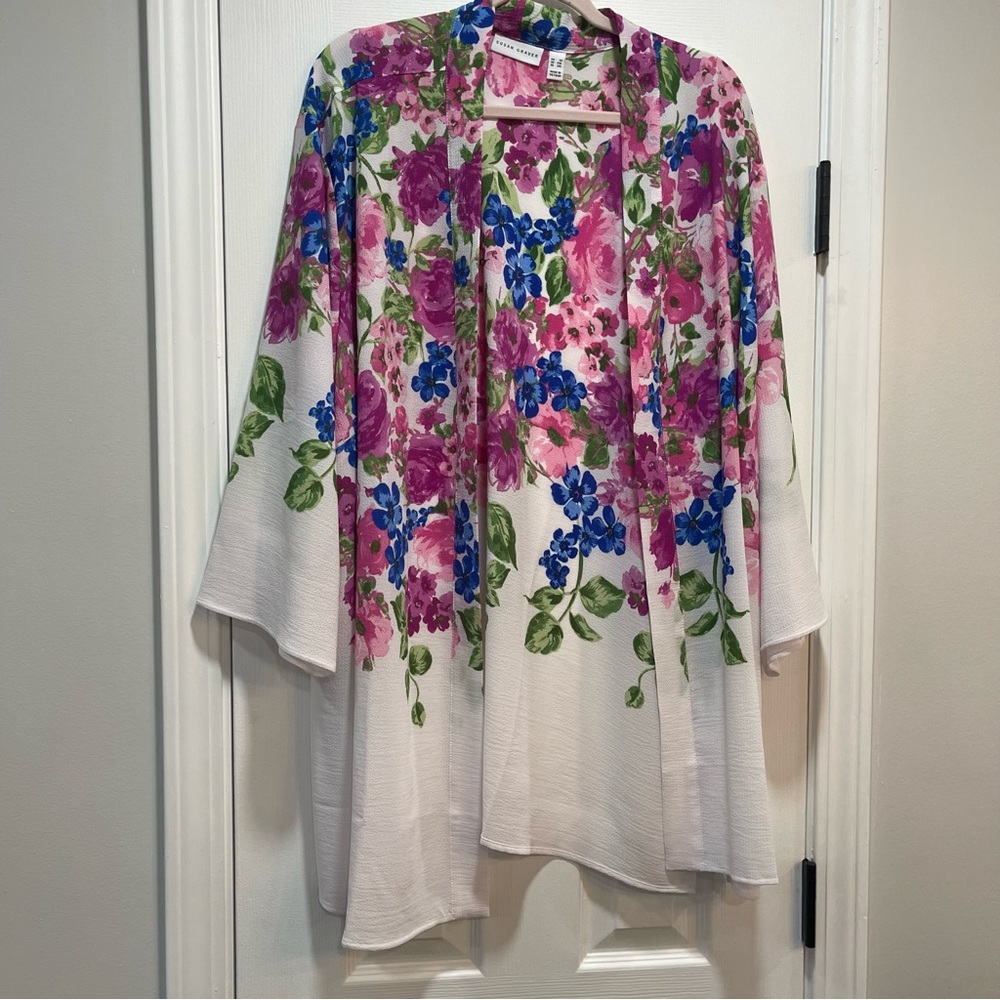 Susan Graver Floral Print Kimono